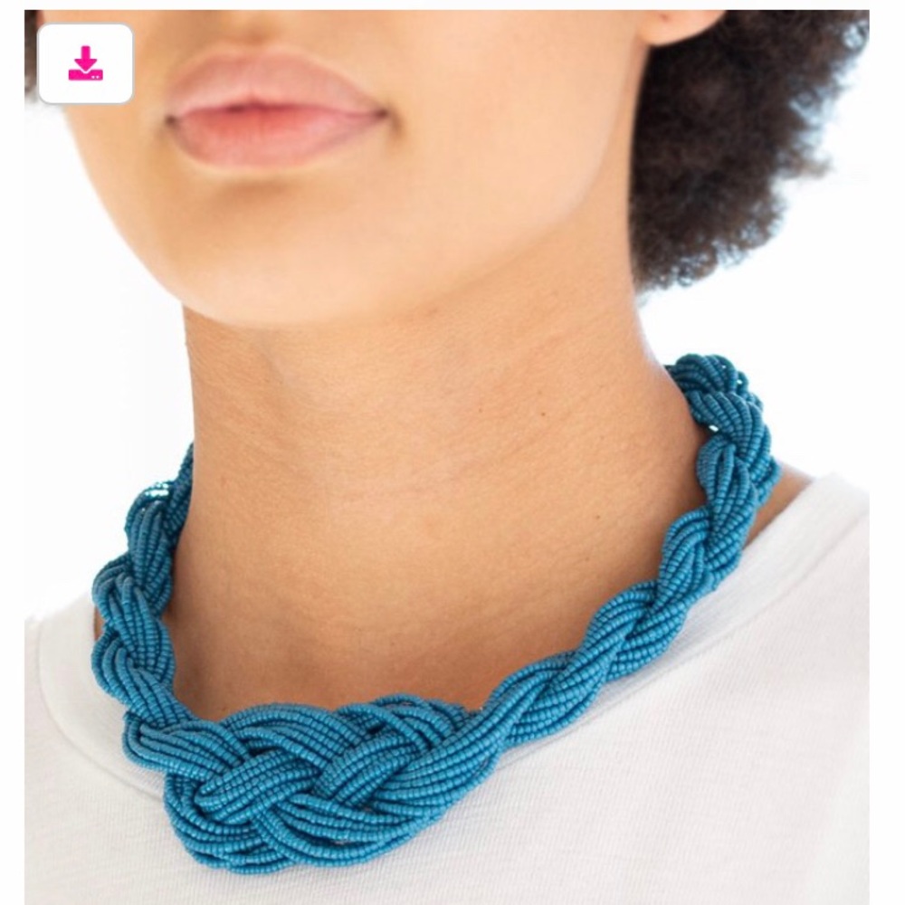 Top seller seed beads blue necklace set.